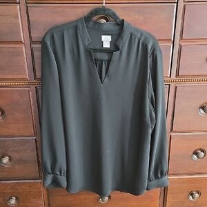 Chico's V-Neck Blouse Black Size 3